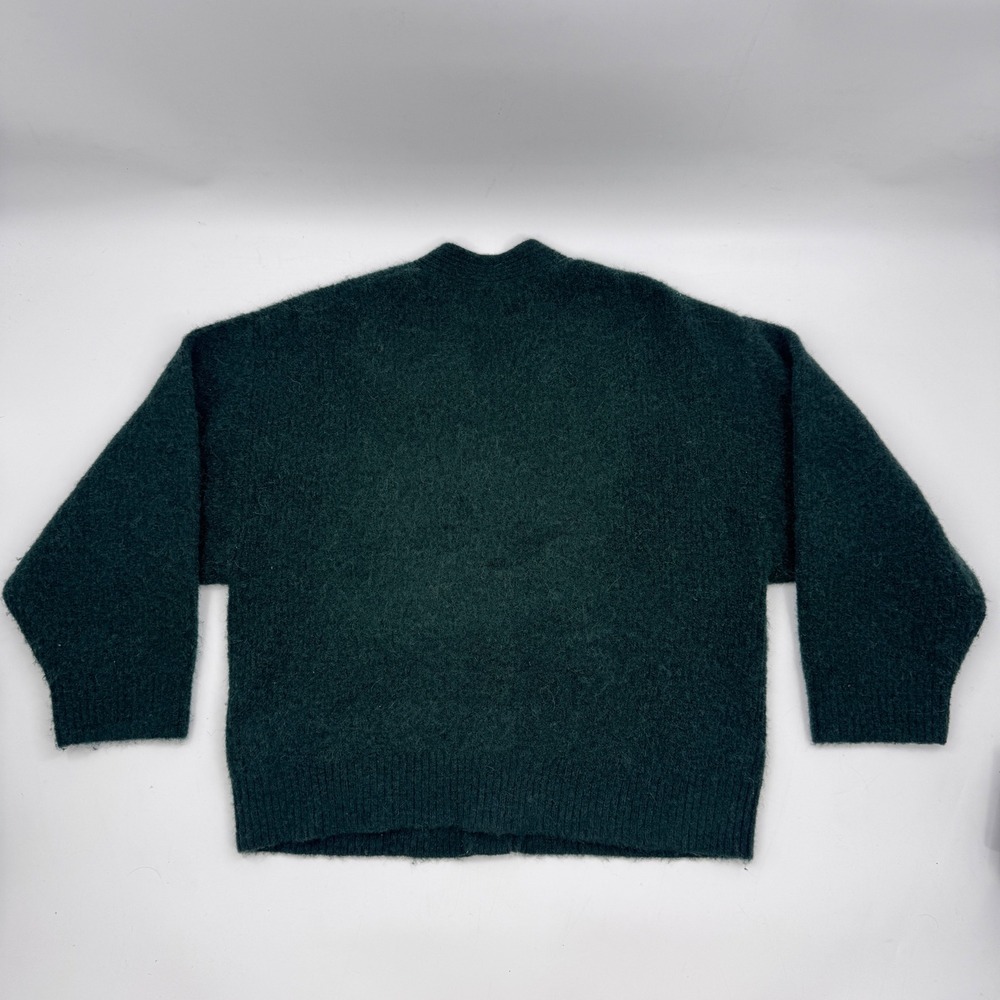 & Other Stories Alpaca Blend Boxy Cardigan Green Oversized Pocket Sweater XS - Picture 3 of 8